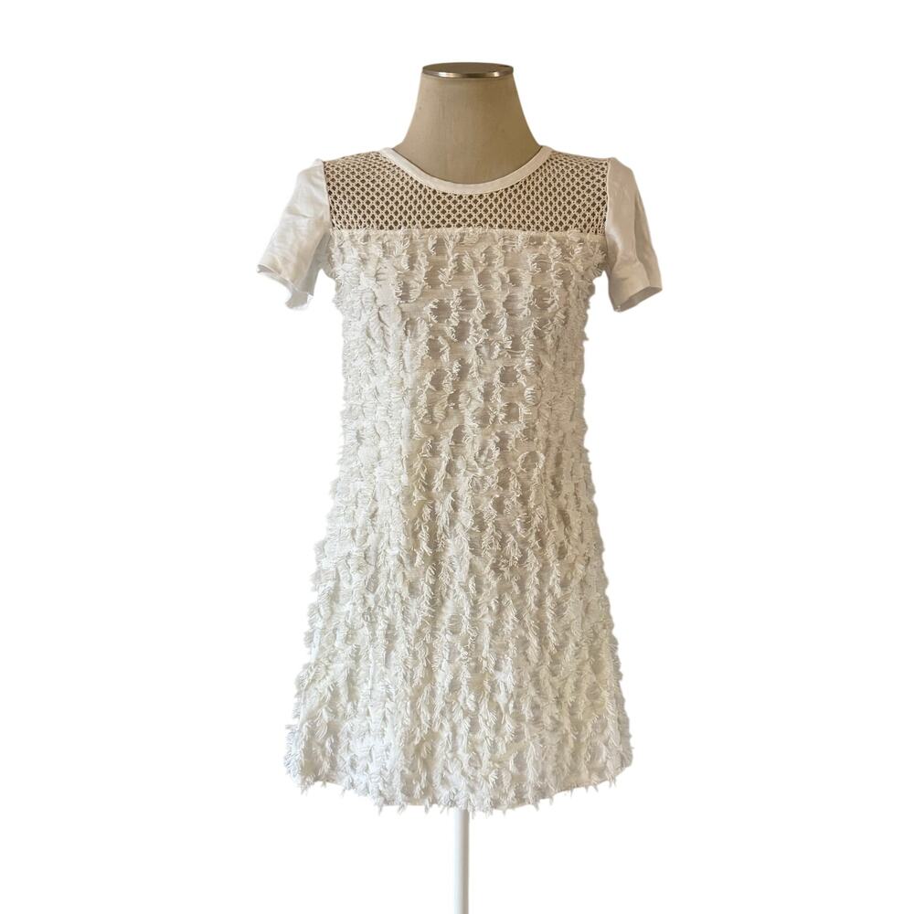 See by Chloe White Textured Shift T Shirt Dress Sz S
